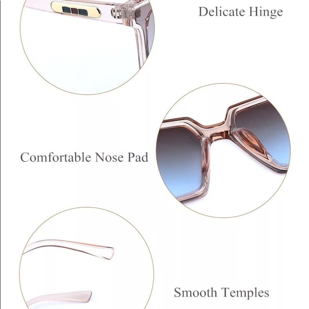 Oversized Square Tan Gradient Tint Sunglasses - Picture 6 of 6